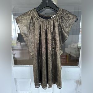 Gold sparkle tank top with ruffle sleeves